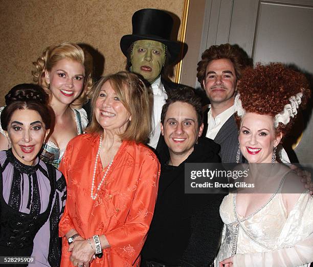 Sutton Foster , Andrea Martin , Shuler Hensley , Christopher Fitzgerald , Roger Bart as Dr. Frankenstein), Megan Mullally pose with Teri Garr as she...