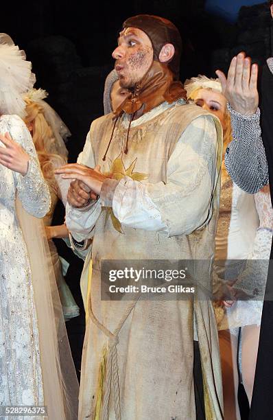 Drew Lachey takes his Curtain Call as he makes his debut in Monty Python's Spamalot on Broadway at the Shubert Theatre on June 24, 2008 in New York...