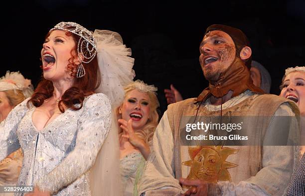 Drew Lachey and Marin Mazzie , take their Curtain Call as Lachey makes his debut in Monty Python's Spamalot on Broadway at the Shubert Theatre on...