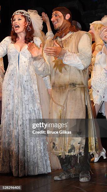 Drew Lachey and Marin Mazzie , take their Curtain Call as Lachey makes his debut in Monty Python's Spamalot on Broadway at the Shubert Theatre on...