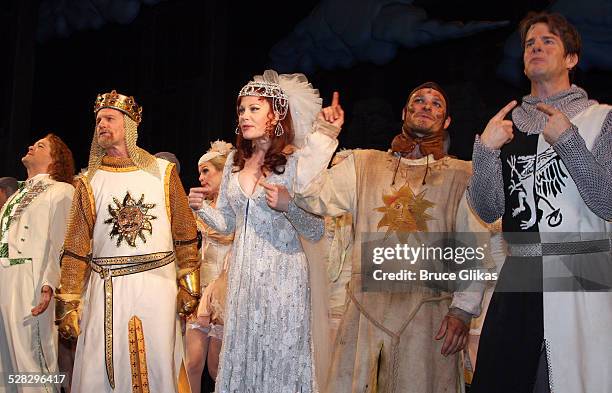 Drew Lachey (who plays Patsy and Rick Holmes take their Curtain Call as Lachey makes his debut in Monty Python's Spamalot on Broadway at the Shubert...