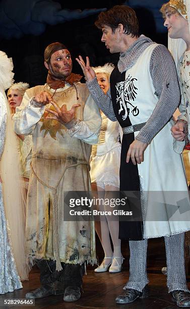 Drew Lachey (who plays Patsy and Rick Holmes take their Curtain Call as Lachey makes his debut in Monty Python's Spamalot on Broadway at the Shubert...