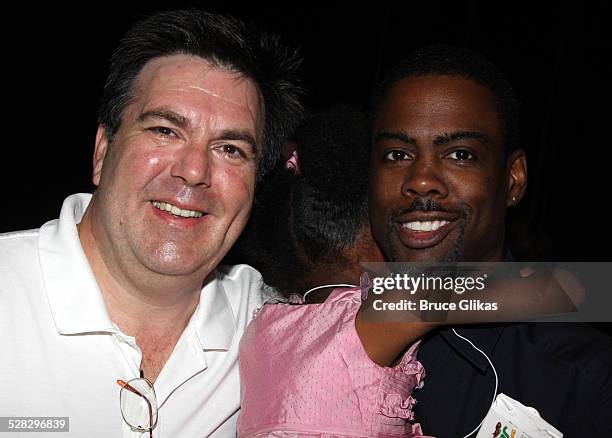 Kevin Meaney, Zahra Savannah Rock and Chris Rock pose at daughter Lola Simone's 6th Birthday celebration at Hairspray on Broadway at the Neil Simon...