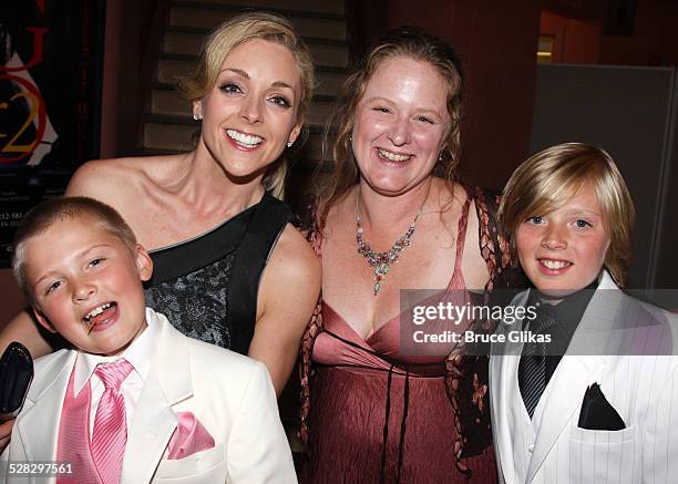 Jane Krakowski, Nicole Fosse and children Noah and Leif pose at the opening night celebration for Damn Yankees at City Center Encores! on July 11,...