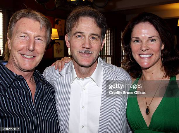 Byron Jennings, Boyd Gaines and Carolyn McCormick pose while Boyd Gaines received his caricature on the Broadway Hall of Fame at Sardi's on July 31,...