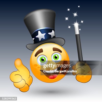 Smiling Face With Magic Wand And Magic Hat Vector High-Res Vector ...