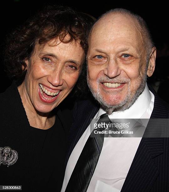 Lyricist Susan Birkenhead and Composer Charles Strouse pose during the opening night party for the world premiere of 'Minsky's' held at Ahmanson...