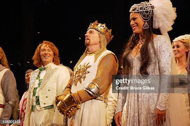 Clay Aiken takes his curtain call as he rejoins Monty Python's Spamalot on Broadway at The Shubert Theater on September 19,2008 in New York City.