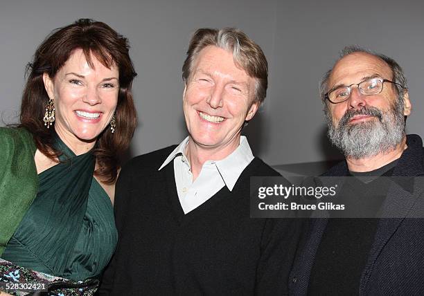 Carolyn McCormick, Byron Jennings and Daniel Sullivan pose the opening night Distracted at the Roundabout Theatre Company's Laura Pels Theatre on...