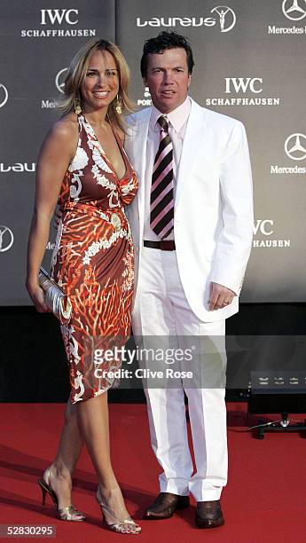 Lothar Matthaus and wife Marijana arrive at the Laureus/Vogue welcome party on May 15, 2005 at Farol Design Hotel, Estoril, Portugal.