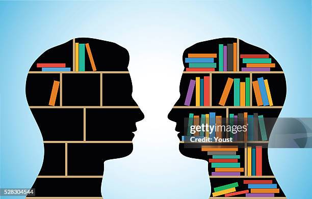 illustrazioni stock, clip art, cartoni animati e icone di tendenza di persone di diverse livello intellettuale - contrasti