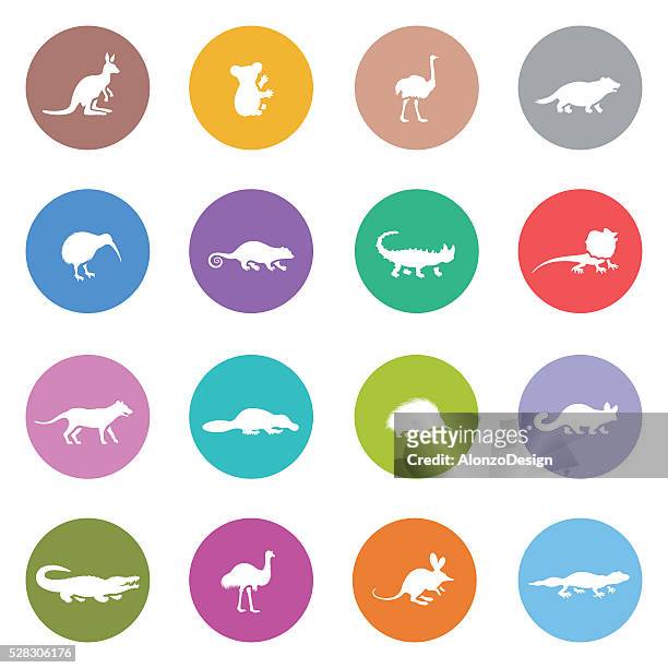 australian animal icon set - platypus stock illustrations