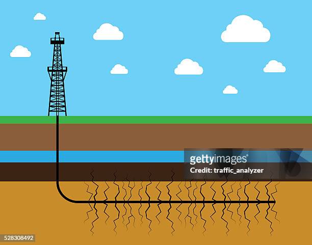 ilustraciones, imágenes clip art, dibujos animados e iconos de stock de fracking - plataforma petrolera