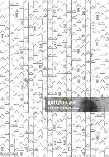 hand drawn pattern of houses background - house pattern stock illustrations