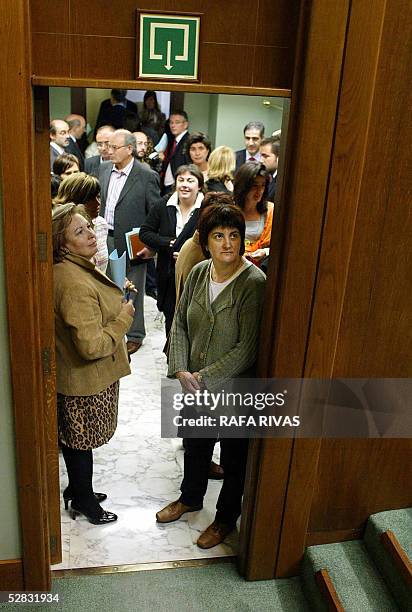 Euskal Herrialdetako Alderdi Komunista EHAK-PCTV parliamentarian Nekane Erauskin and all the rest of the Basque regional Parliament deputies, wait...