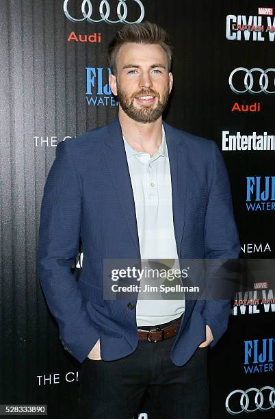Actor Chris Evans attends the screening of Marvel's "Captain America: Civil War" hosted by The Cinema Society with Audi & FIJI at Brookfield Place on...
