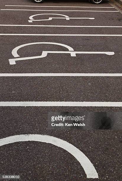 parking spots reserved for the disabled; cork county cork republic of ireland - handicap parking space stock pictures, royalty-free photos & images