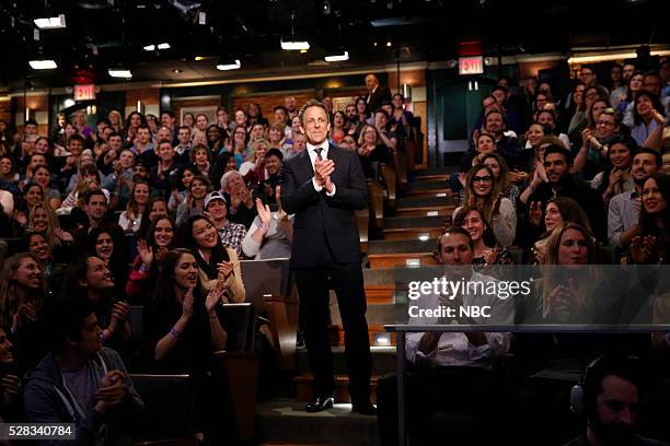 Episode 364 -- Pictured: Host Seth Meyers with the studio audience on May 4, 2016 --