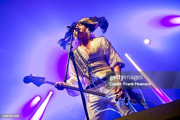Stig Pedersen of the Danish band D-A-D performs live during a concert at the Huxleys on May 4, 2016 in Berlin, Germany.