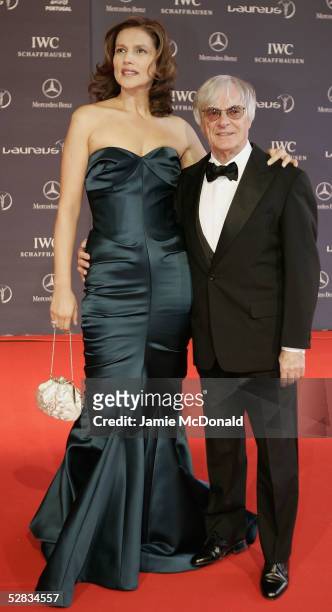 Formula One chief Bernie Ecclestone and wife Slavica arrive at the Laureus World Sports Awards on May 16, 2005 at the Estoril Casino, Estoril,...