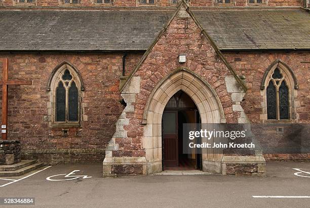 open door at the front of a church; ireland - handicap parking space stock pictures, royalty-free photos & images