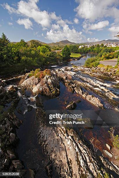 sneem river and rocks below the village on the ring of kerry; county kerry ireland - sneem stock pictures, royalty-free photos & images