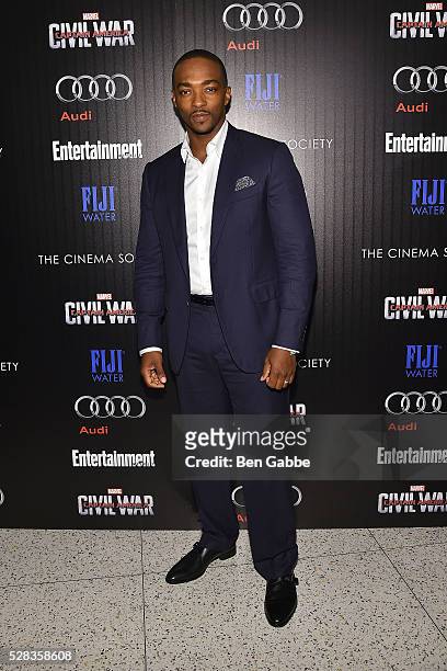 Actor Anthony Mackie attends a screening of Marvel's 'Captain America: Civil War' hosted by The Cinema Society with Audi & FIJI on May 04, 2016 in...