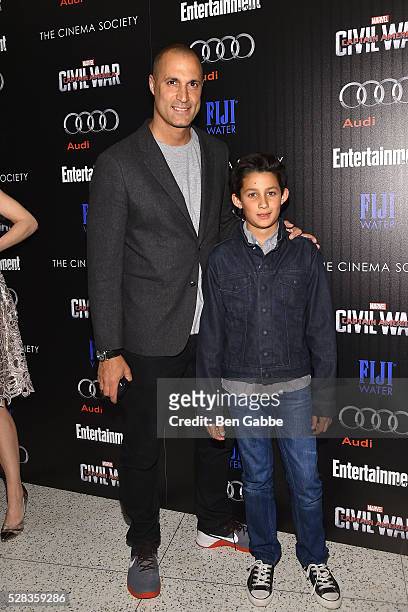 Nigel Barker and son Jack Barker attend a screening of Marvel's 'Captain America: Civil War' hosted by The Cinema Society with Audi & FIJI on May 04,...