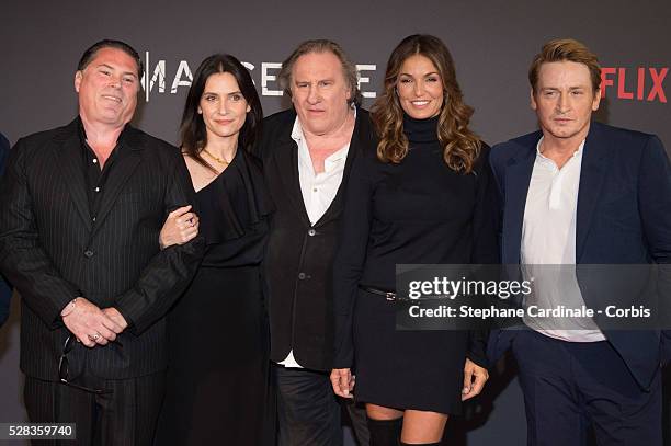 Florent Emilio-Siri, Geraldine Pailhas, Gerard Depardieu, Nadia Fares and Benoit Magimel attend the "Marseille" Netflix TV Serie World Premiere At...