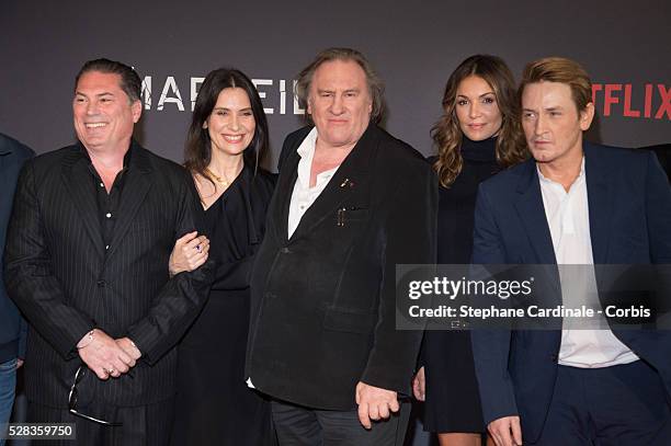 Florent Emilio-Siri, Geraldine Pailhas, Gerard Depardieu, Nadia Fares and Benoit Magimel attend the "Marseille" Netflix TV Serie World Premiere At...