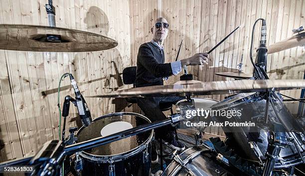 crazy funny drummer - cymbal stock pictures, royalty-free photos & images