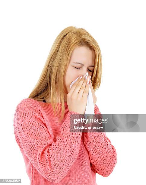 sick young woman - human nose isolated stock pictures, royalty-free photos & images