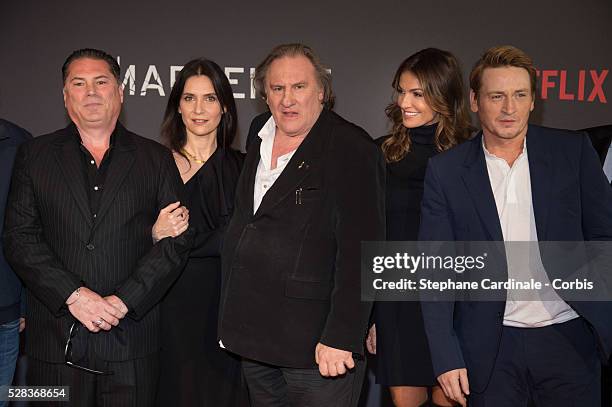 Florent Emilio-Siri, Geraldine Pailhas, Gerard Depardieu, Nadia Fares and Benoit Magimel attend the "Marseille" Netflix TV Serie World Premiere At...