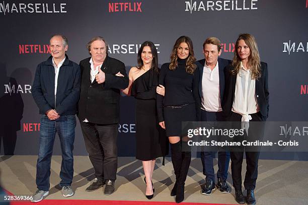 Hyppolite Girardot, Geraldine Pailhas, Gerard Depardieu, Nadia Fares , Benoit Magimel and Stephane Caillard attend the "Marseille" Netflix TV Serie...