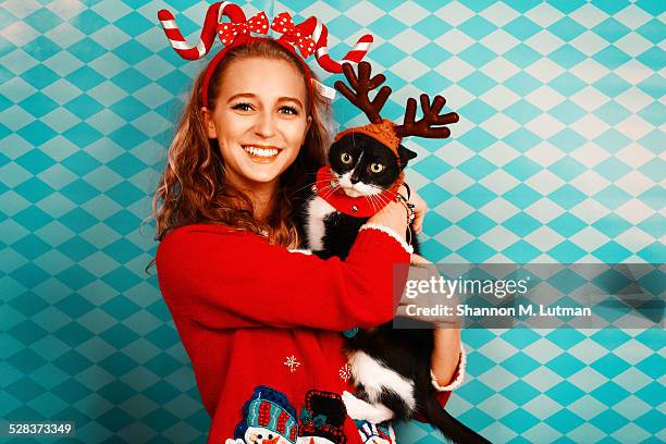 mrs. claws - christmas jumper stock pictures, royalty-free photos & images