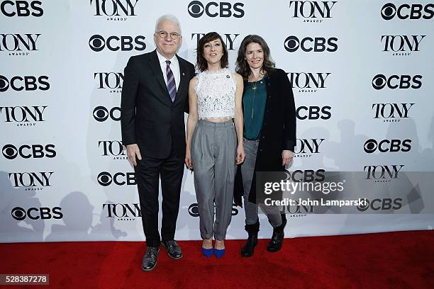 Steve Martin, Carmen Cusack and Edie Brickel attend 2016 Tony Awards Meet The Nominees Press Junket at Diamond Horseshoe at the Paramount Hotel on...