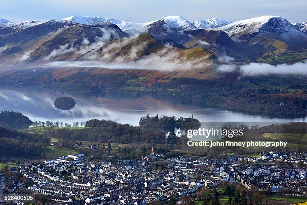 lake district national park, keswick & mountains - keswick stock pictures, royalty-free photos & images