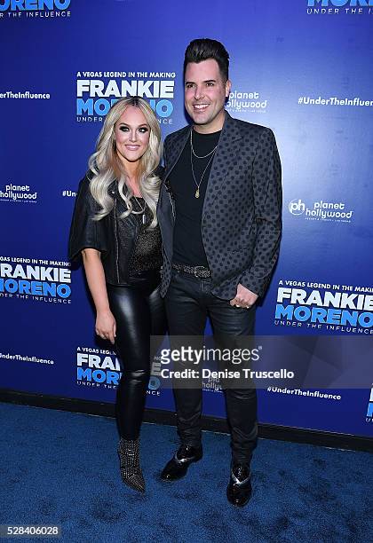Lacey Schwimmer and Frankie Moreno arrive at the opening night of Frankie Moreno��s new show�� �� Under The Influence at Planet Hollywood Resort &...