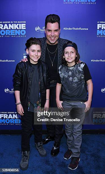 Giovanni Moreno, Frankie Moreno and Luciano Moreno arrive at the opening night of Frankie Moreno��s new show�� �� Under The Influence at Planet...