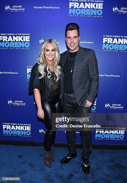 Lacey Schwimmer and Frankie Moreno arrive at the opening night of Frankie Moreno��s new show�� �� Under The Influence at Planet Hollywood Resort &...