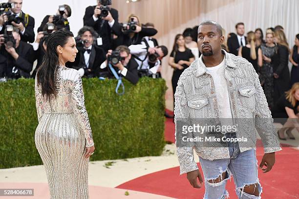 Kim Kardashian and Kanye West attend the "Manus x Machina: Fashion In An Age Of Technology" Costume Institute Gala at Metropolitan Museum of Art on...