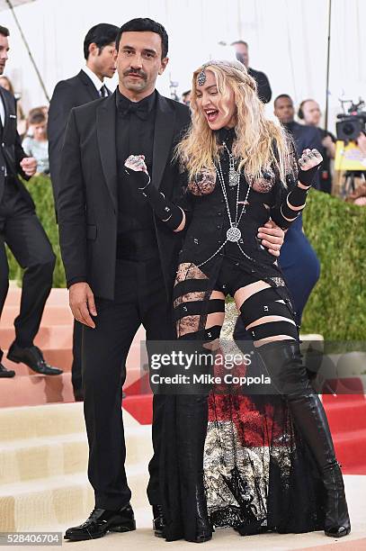 Fashion designer Riccardo Tisci and Madonna attend the "Manus x Machina: Fashion In An Age Of Technology" Costume Institute Gala at Metropolitan...