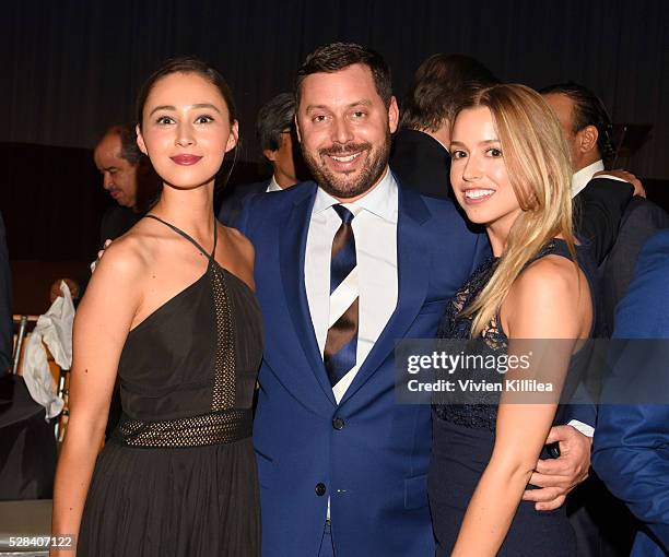 Violinist Gabi Holzwarth, agent Michael Kives and Lydia Gray attend the Berggruen Institute: 5 Year Anniversary Celebration at The Beverly Wilshire...