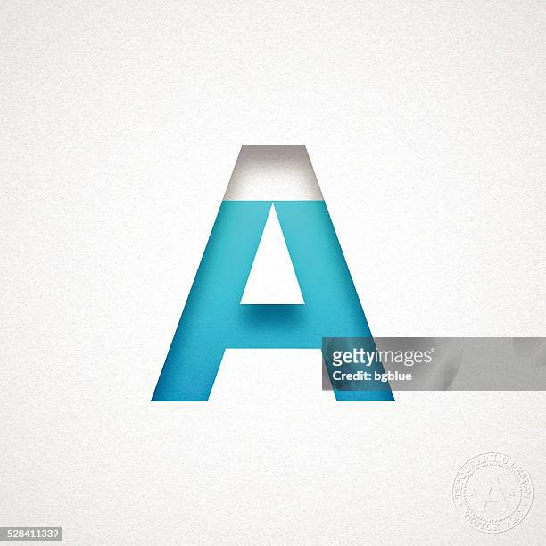 alphabet ein design-blauer buchstabe auf aquarell papier - buchstabe a stock-grafiken, -clipart, -cartoons und -symbole