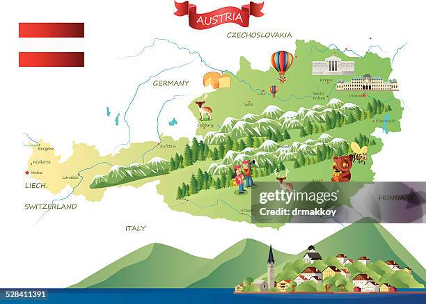 austria hallstatt - austria map stock illustrations