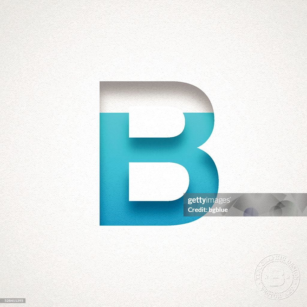 Alfabeto B diseño de carta en papel de acuarela azul