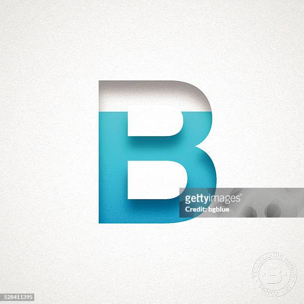 ilustrações de stock, clip art, desenhos animados e ícones de alfabeto b design-azul letra em papel de aguarela - 3d font