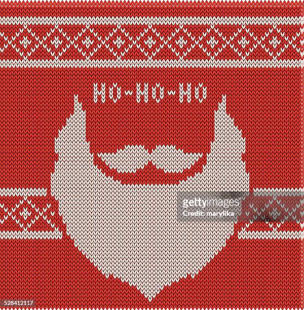 knitted hipster santa ho-ho-ho, moustache and beard - 開胸針織衫 幅插畫檔、美工圖案、卡通及圖標