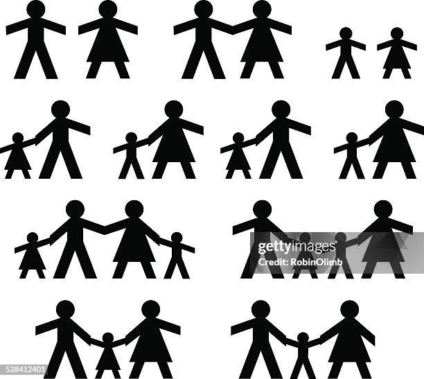 ilustrações, clipart, desenhos animados e ícones de fantoche de papel para famílias - holding hands