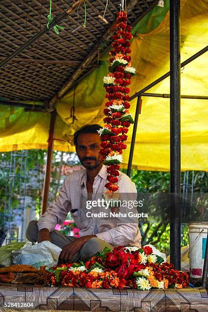 flower seller - damoh stock pictures, royalty-free photos & images